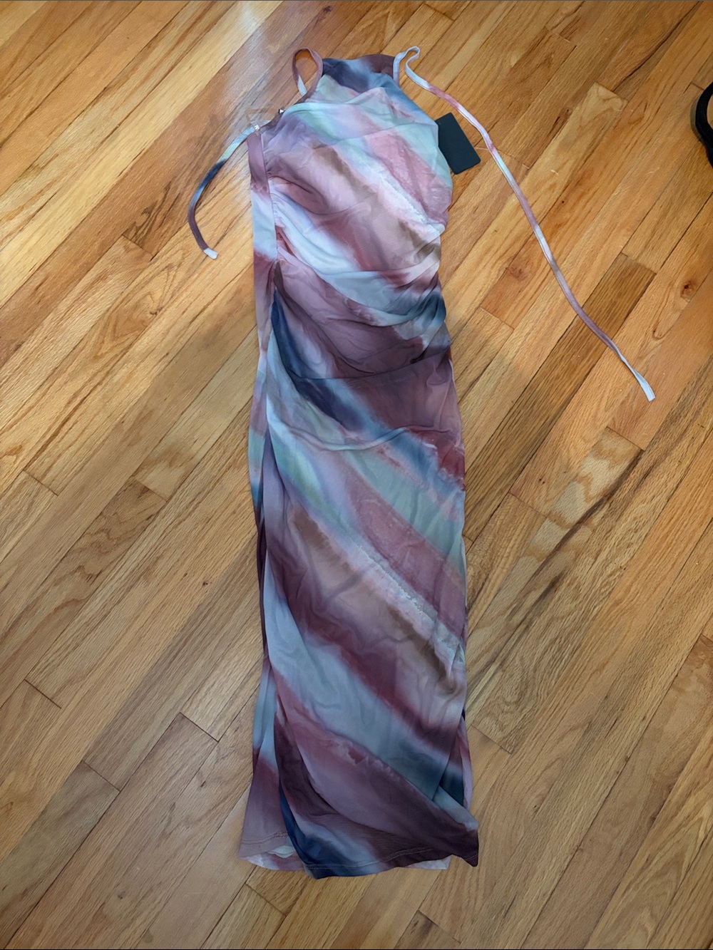 Sleeveless Pink Marble Halter Top Maxi Dress